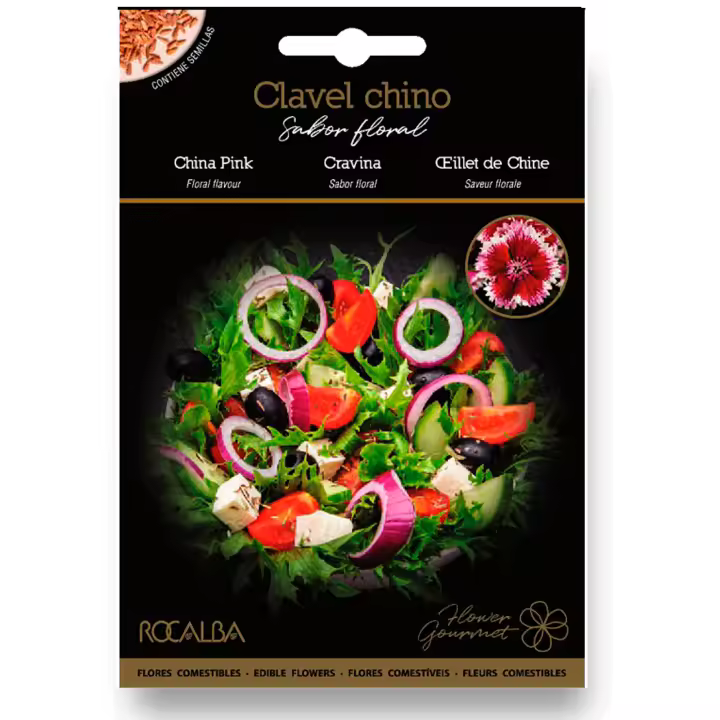 Semillas Flores Clavelina o Clavel Chino - Sobre 4 GR (Sobre Grande) - Semillas Profesionales Gourmet con flores comestibles y decorativas - Rocalba Semillas - 1