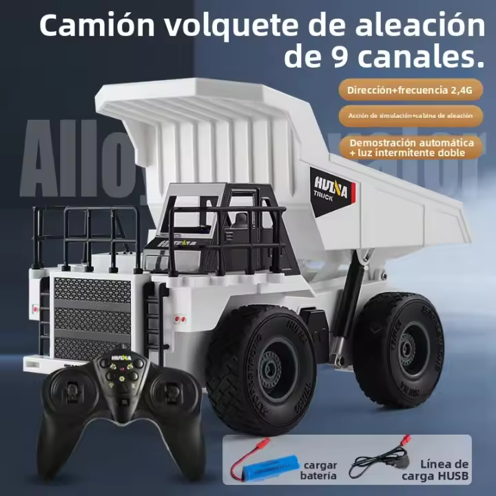Huina 1:24 Excavadora RC Alloy Dumper Control Remoto 9CH Tractor Camión Crawler Regalo Para Niños Metal Y Plástico - 1