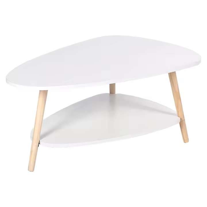 Mesa de centro ovalada de almacenamiento de 2 capas, mesa auxiliar, mesa de sofá, mesa de centro, mesas nido para sala de estar, 90 * 60 * 40 cm - 1