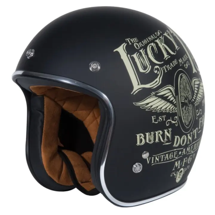 CASCO MOTO JET RETRO NEGRO CUSTOM - 1