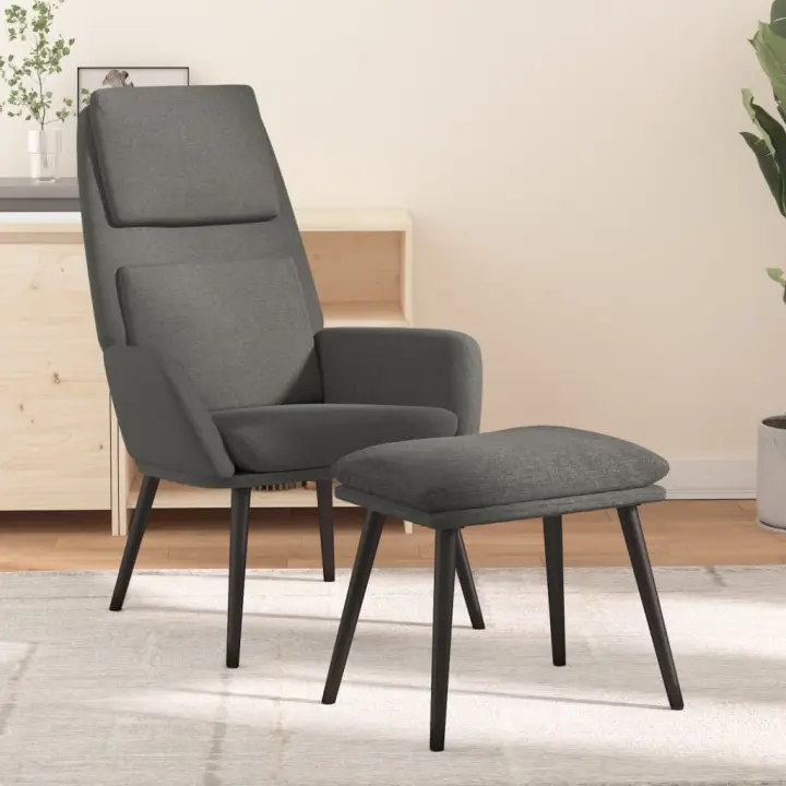 vidaXL Sillón de relax con taburete tela gris claro - 1