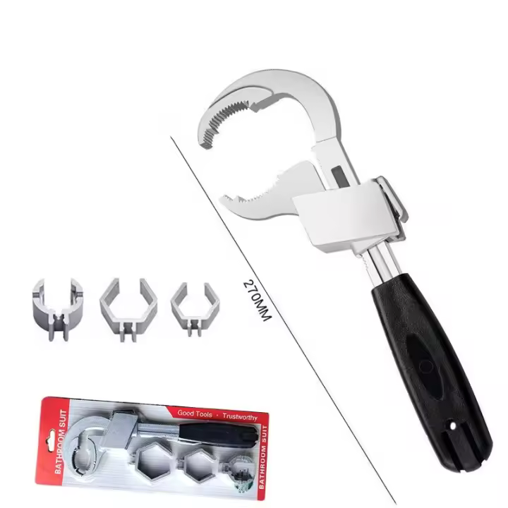 Llave De Doble Final Ajustable De Aleación De Aluminio Herramienta De Reparación Para Grifos Y Lavabos En Baño Llave De Fregadero Universal - 1