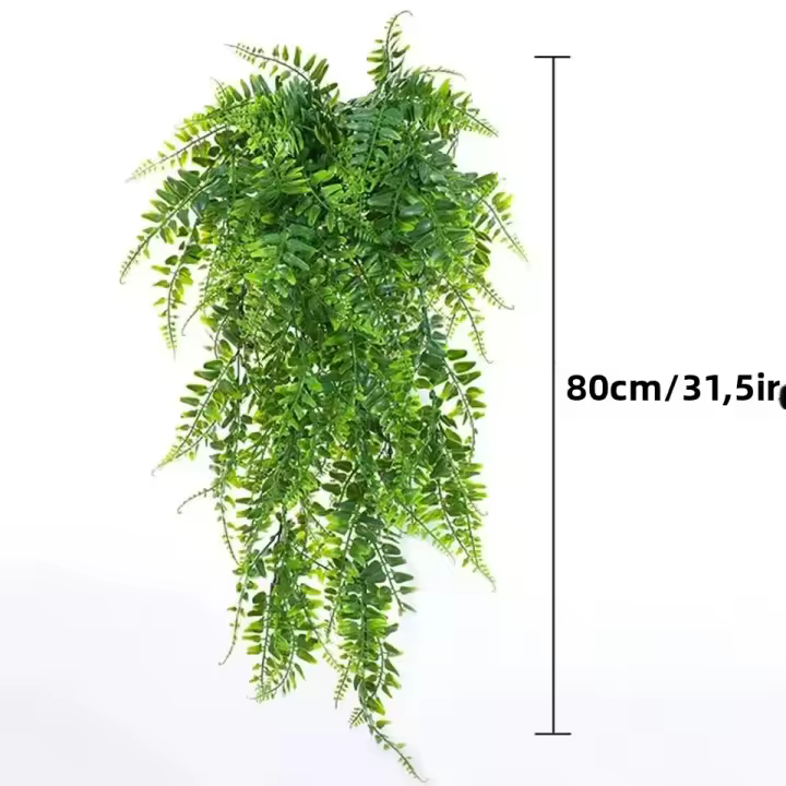 1pc Hojas De Fernés Persa Plantas Colgantes Artificiales Decoración Para Hogar Boda Navidad Plástico Hierba De Pared Balcón Habitación - 1