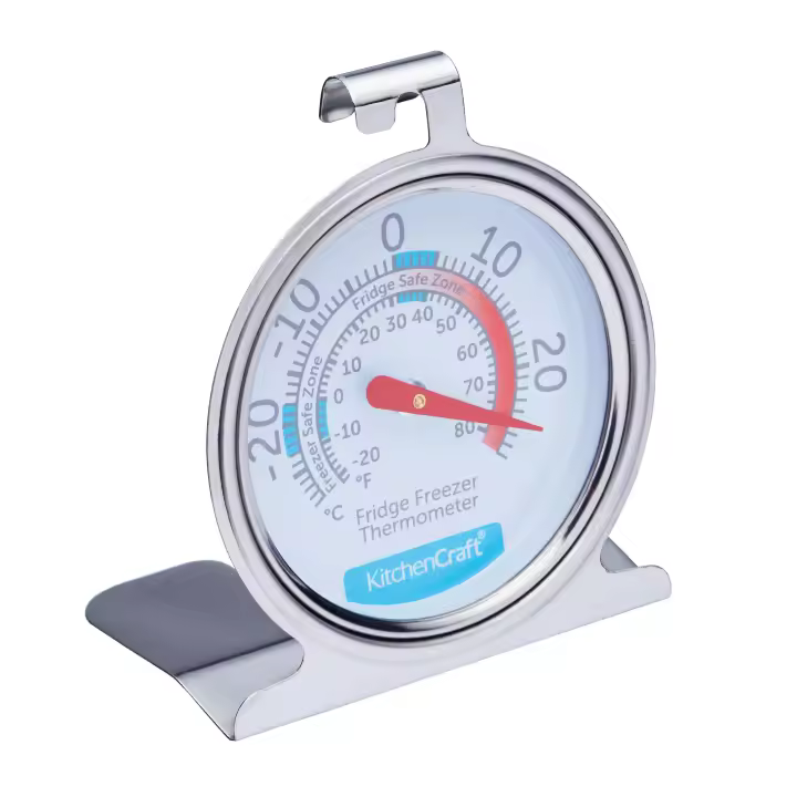 Kitchencraft Termómetro para Frigorífico y Congelador con Esfera Transparente en Plata - 1
