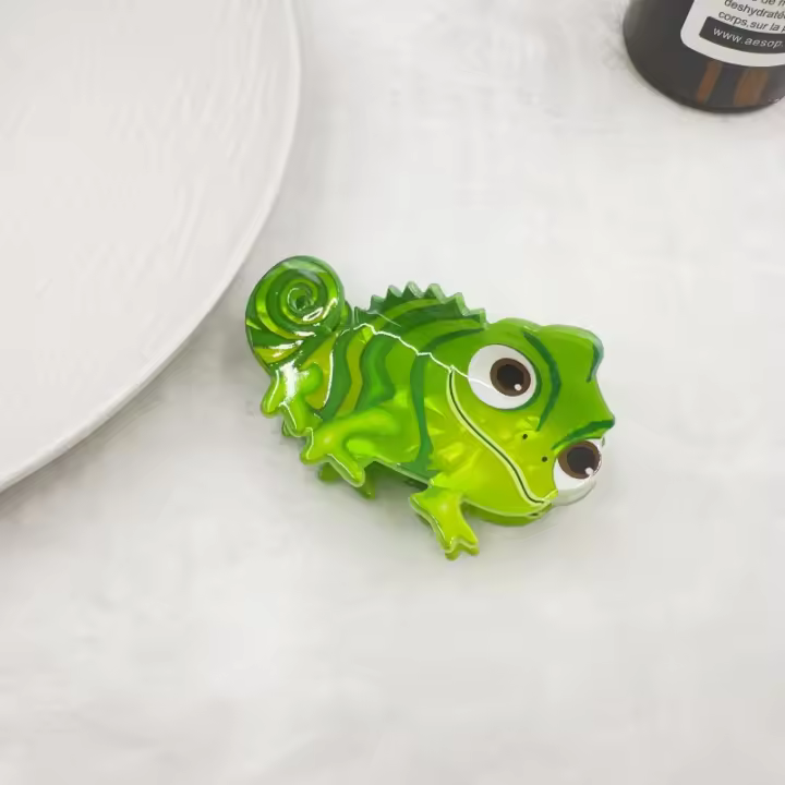 Pinza Para El Cabello De Dinosaurio Verde Y Lagarto De Dibujos Animados Para Niñas Accesorio De Moda Para El Pelo De Adulto - 1