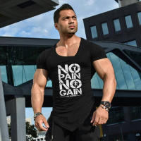 Camiseta De Algodón Para Hombre Con Cuello En V Y Manga Corta Transpirable Y Ajustada Para Gimnasio Y Entrenamiento Estilo Casual Con Bajo Irregular - details 5