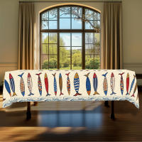 Mantel De Pescado Azul 1pc Decoración De Hogar Tema Oceánico Decoración De Verano Regalo Para Amantes De La Pesca Poliéster Impermeable Moderno - details 3
