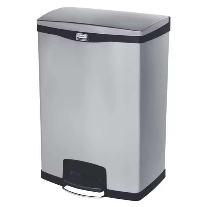 Rubbermaid Slim Jim® de pedal frontal 90 l de acero inoxidable negro - 1