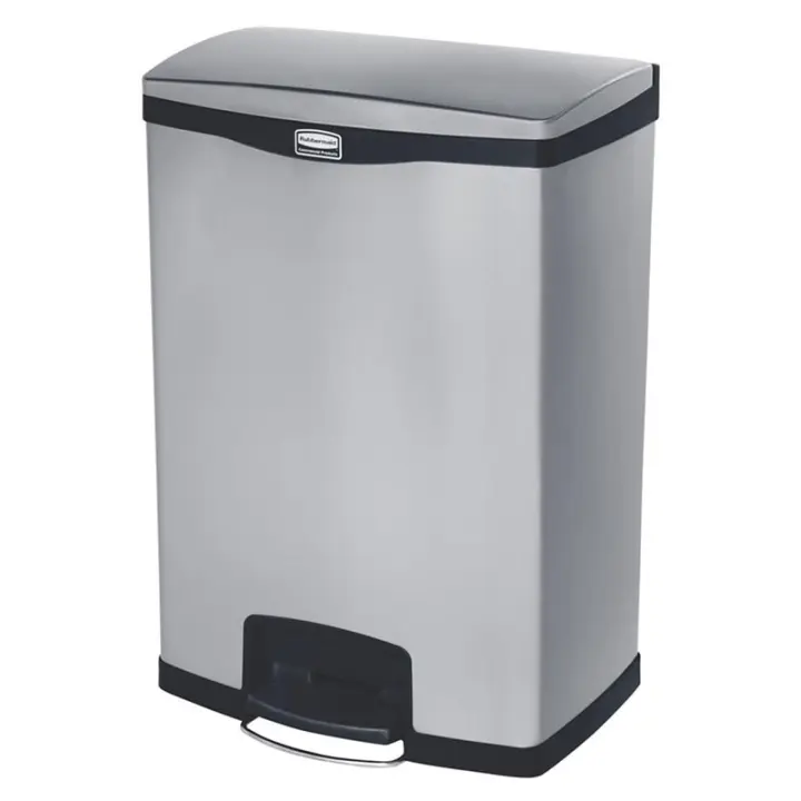 Rubbermaid Slim Jim® de pedal frontal 90 l de acero inoxidable negro - 1