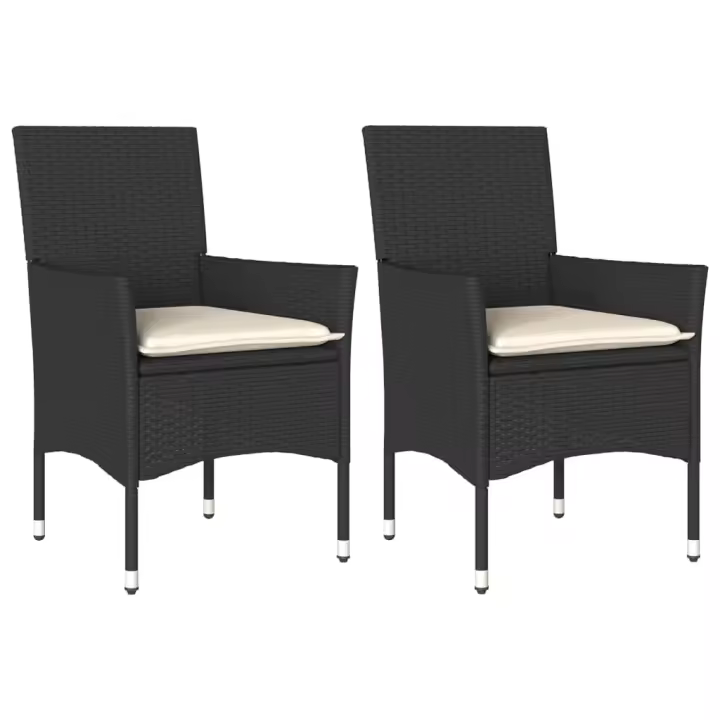 vidaXL Sillones de jardín con cojines 2 uds ratán sintético negro - 1