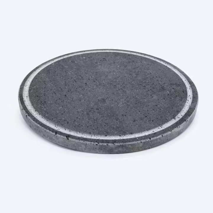 Barbacoa Redonda de Piedra de lava Placa refractaria (diámetro 35 cm) con ranura de Grasa - 1