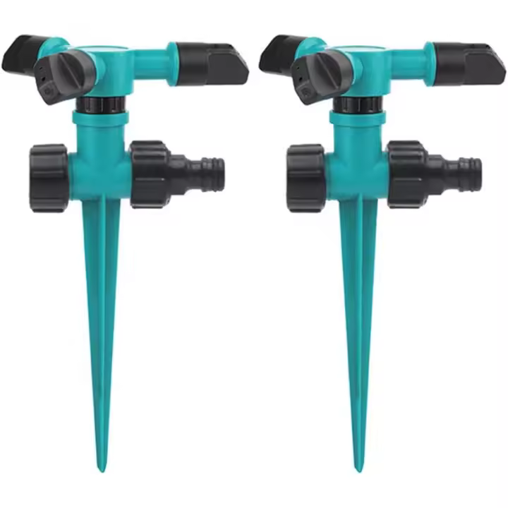 2 uds. De rociadores de jardín, riego de césped giratorio automático, rociador de césped de 360 ​​grados, rociador automático con 3 brazos giratorios para plantas de césped - 1