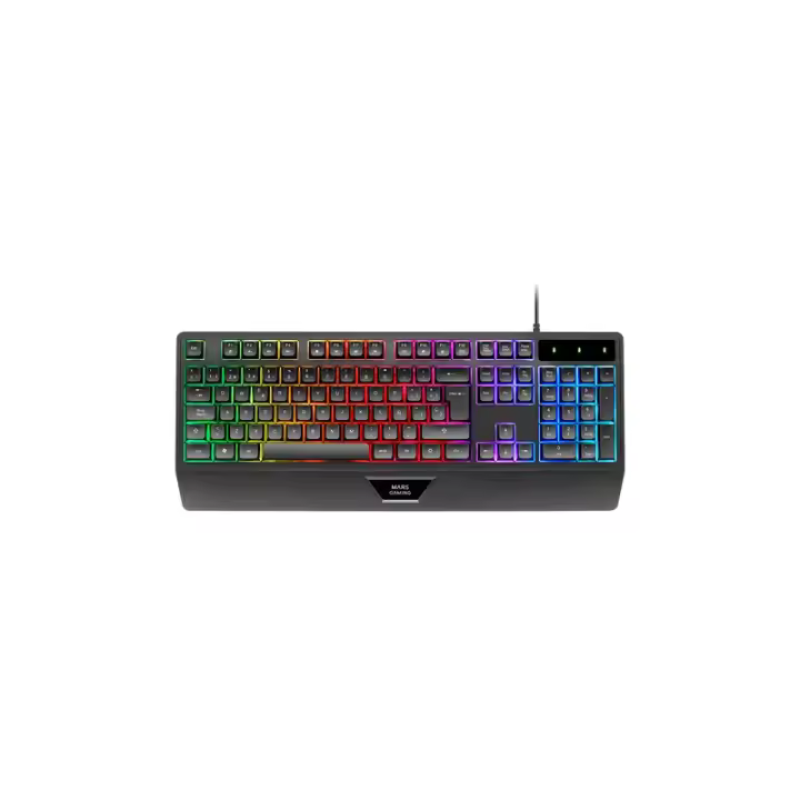 Mars Gaming - MK124, Teclado Ergonómico H-Mech, Reposamuñecas Integrado, Iluminación FRGB Rainbow, Teclado Gaming Anti - MK124ES MK124ES - 1