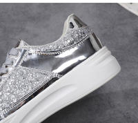 Zapatos Planos De Brillo Elegantes Y Moda Con Suela Gruesa Transpirables Ligeros Para Mujer Zapatos Deportivos Casuales Con Cierre De Lazo - details 5
