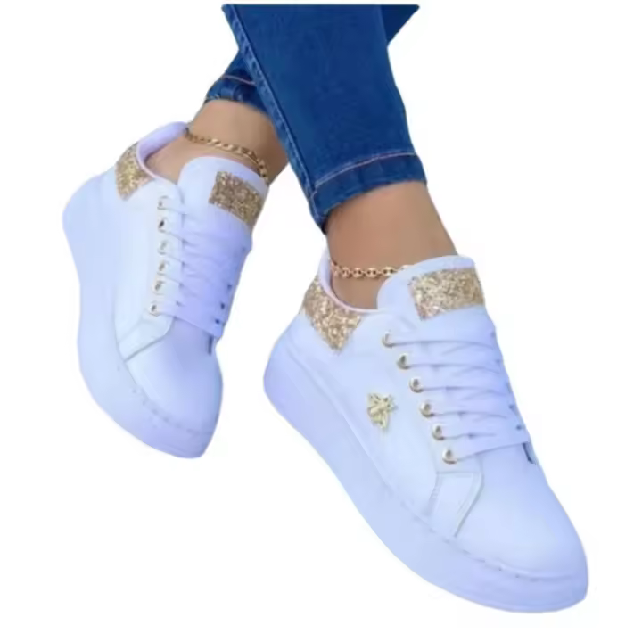 Zapatos Casuales Para Mujer Con Decoración De Mariposa En Cuero Suela De Goma Talla True Fashion Zapatos De Plataforma - 1