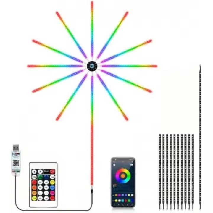 luces LED RGB Tira de luz inteligente fuegos artificiales colores Bluetooth APP control de sonido COSHANO - 1