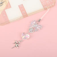 Colgante De Corazón Azul Y Transparente Hecho a Mano Para Teléfono Mujer Niña Lanyard De Goma Con Lazo Lindo Y Práctico - details 3