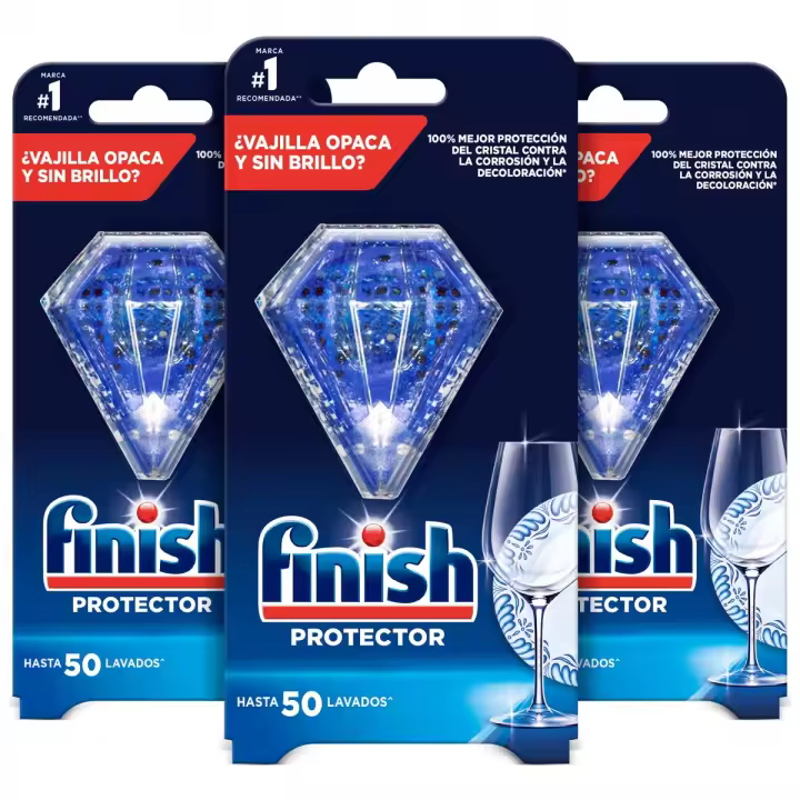 Finish - Protector Corrosión y Decoloración del Cristal, Lavavajillas, 3 Unidades, Protección - 1