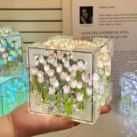 Lámpara Nocturna De Tulipán Hecha a Mano Kit De Material Para Decoración De Sala De Estar Regalo Creativo Cubo Marítimo 3D - details 4