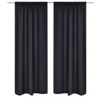 vidaXL 2 Cortinases Oscuras Separador Decoración Jaretas blackout 135x245cm Color Gris,  Marrón,  Negro y mas - details 2