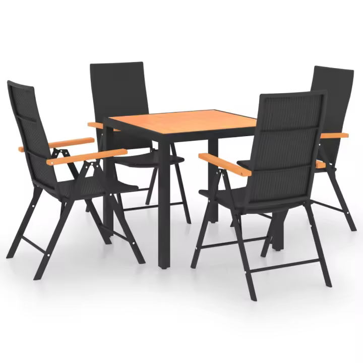 vidaXL Juego de comedor para jardín 5 piezas negro y marrón - 1