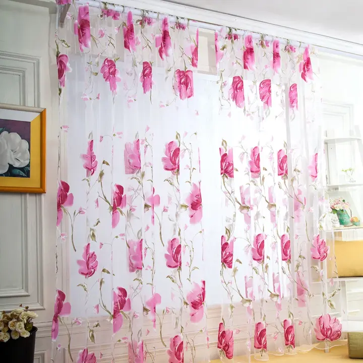 Cortinas De Tela 3D Bordadas Con Flores Lujo Para Cocina Dormitorio Sala De Estar Cortinas Tullas Transparentes Para Ventanas Francas - 1