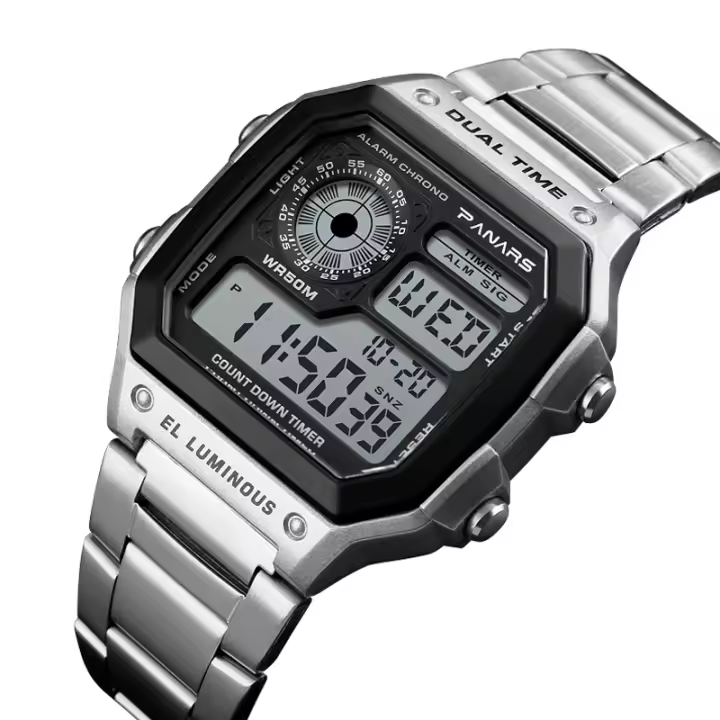 Reloj Deportivo Militar Para Hombre Acero Inoxidable 5BAR Impermeable Pantalla Digital Relogio Masculino Con Alarma Y Calendario - 1