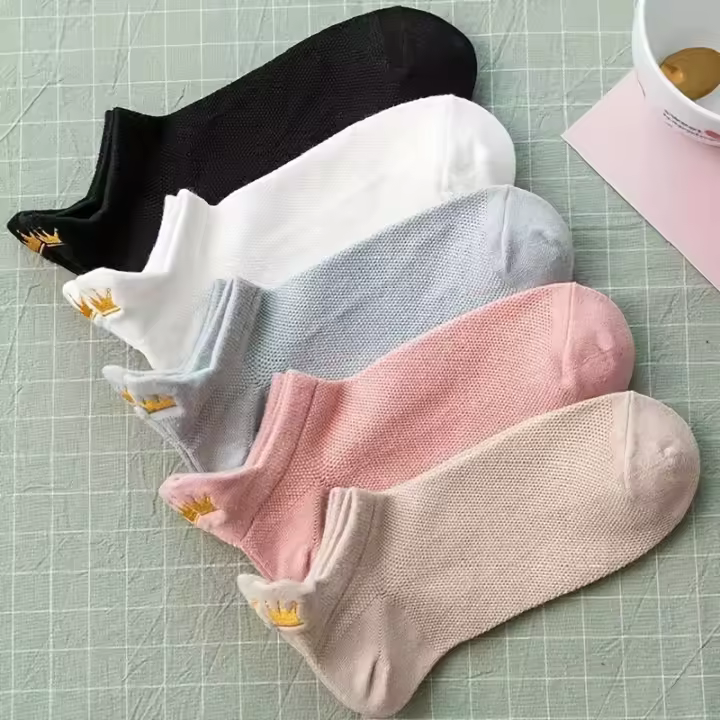 5 Pares De Calcetines Cortos Para Mujer Verano Delgados Con Patrón De Dibujos Animados Calcetines De Barco Para Mujer - 1