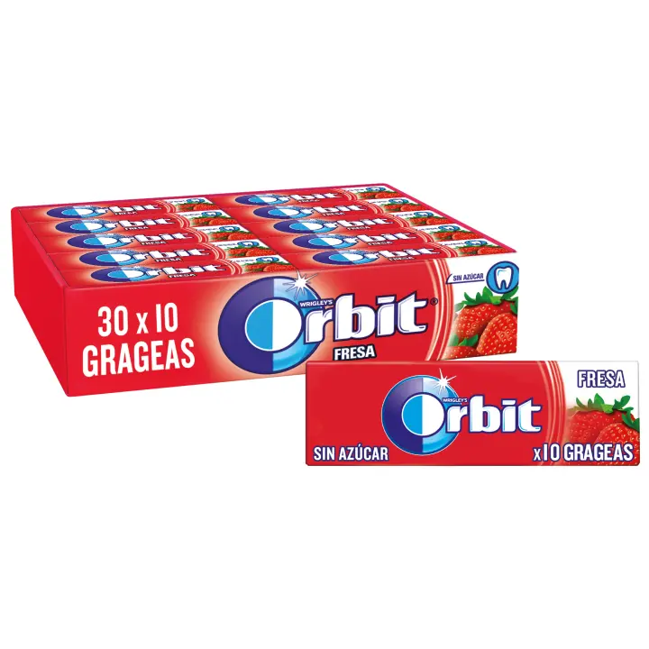 Orbit Chicles Sin Azúcar Sabor Fresa, Afrutado, Intenso y de Larga Duración en formato Gragea (30 x 10 chicles) - 1