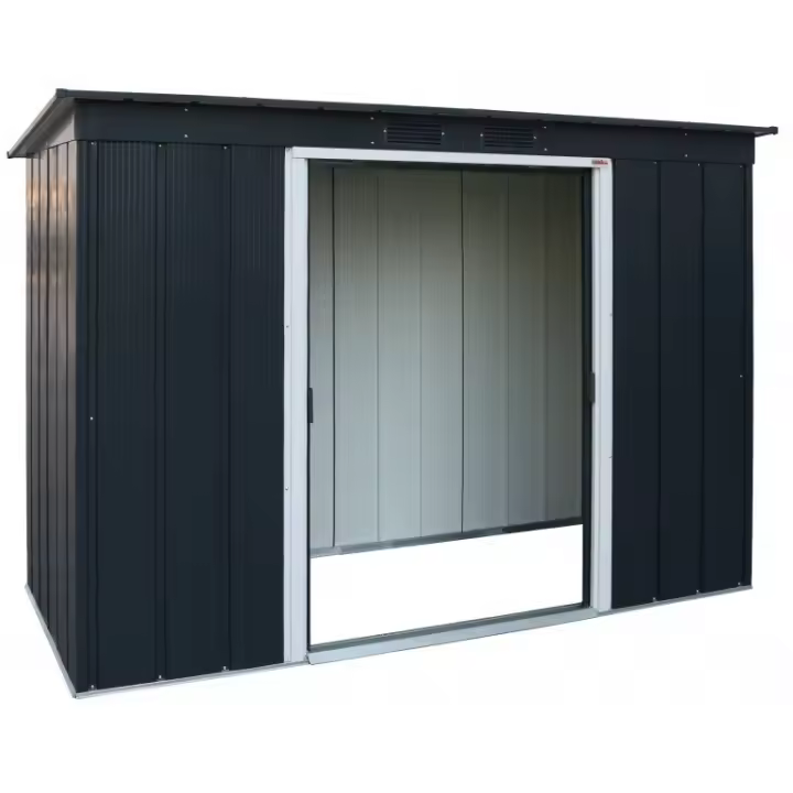 Casita de metal Duramax de Ezooza Pent 8x4 Techo DE UN Tono gris 124x263x181 cm Solución duradera y elegante - 1