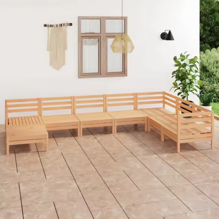 vidaXL Juego de muebles de jardín 8 piezas madera maciza de pino - 1