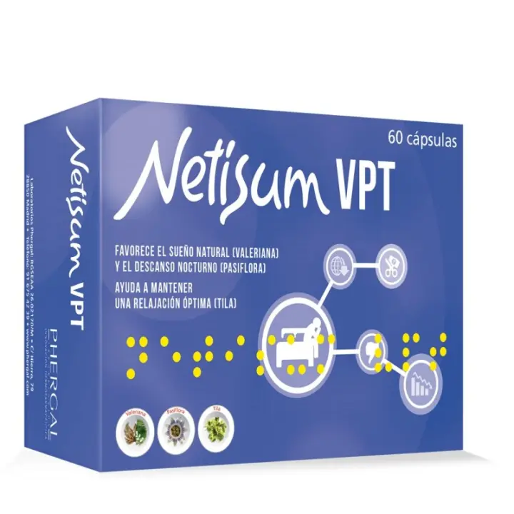 Phergal NETISUM VPT - Tratamiento Natural para Insomnio y Nerviosismo - 60 Cápsulas - 1