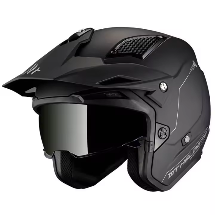 Casco de Moto Abierto Trial MT Helmets District Solid Blanco / Negro Mate - 1