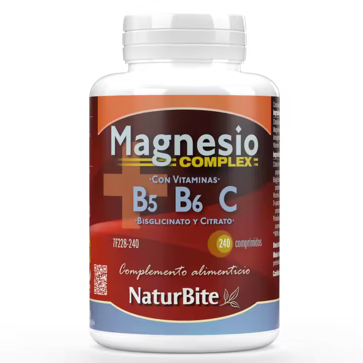 Magnesio Complex de NaturBite. Citrato y Bisglicinato de Magnesio con vitaminas B5, B6 y C. de NaturBite. Nuestra formula mas completa y con más amplio espectro de uso. Esencial en tu rutina de cuidado diario - 1