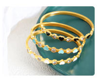 Encanto Pulsera de amor con aceite de gota de agua de circón de cristal, personalidad de alta gama, moda de nicho, temperamento simple, acero de titanio chapado en oro de 18 quilates - details 9