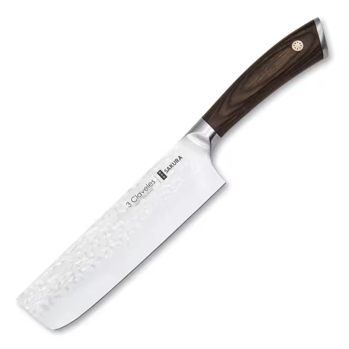 3 Claveles Sakura - Cuchillo Usuba 17 cm Acero Forjado con Hoja Martilleada - 1