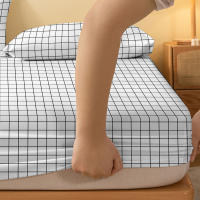 Sábana Ajustada Moderna Y Sencilla Con Patrón Geométrico Y Latticial Imprimido Mate Para Dormitorio Sin Almohadas Incluidas - details 4