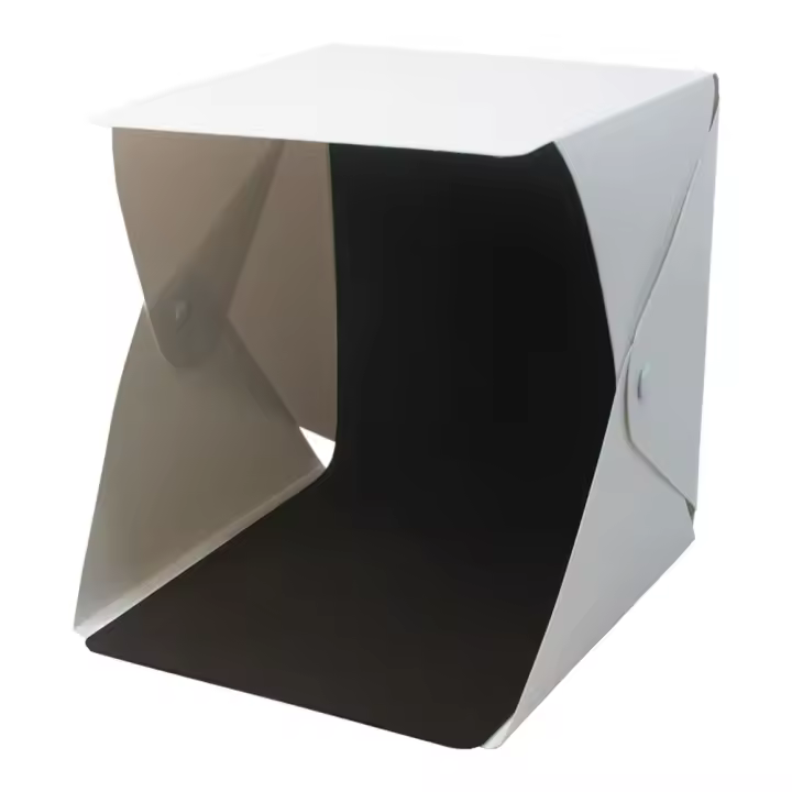 Cubo LED para fotografía profesional, fondos para hacer fotos con tu smartphone o cámara, mini estudio fotográfico para móvil con sistema plegable portátil y conexión micro USB - 1