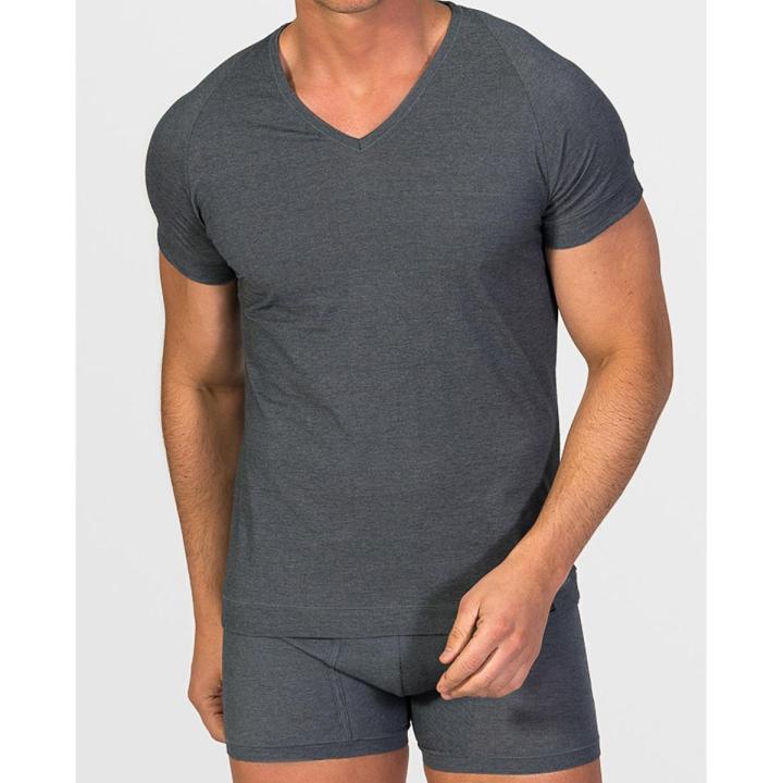 Camiseta Interior Ranglan Hombre Algodón Egipcio Premium | Manga Corta Cuello Pico | Máxima Suavidad y Confort | Tallas S a 7XL | 4 Colores Disponibles | Ideal Ropa Interior | ZD Zero Defects