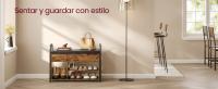 VASAGLE Banco Zapatero, Zapatero, Mueble de Entrada, Almacenamiento Interior Bajo la Tapa, Bolsillos de PU, Cómodas Asas, para Entrada, Salón, Dormitorio, Marrón Rústico y Negro Tinta/Blanco Nube y Beige Capuchino - details 0