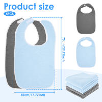 4Pcs Bibs Para Adultos En Poliéster Protección Rresistente a Manchas Para Comidas Y Bebidas Ajustables Para Ancianos Azul/Ceniza - details 1