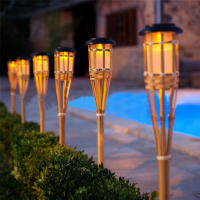 Lámpara De Jardín Solar Con Llama Automática Impermeable Para Iluminación De Camino Luz De Torcha LED De Bambú Para Exterior - details 1