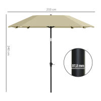 Outsunny Parasol Ø 233 cm, Parasol con Función Ajustable, Parasol Balcón Octogonal Playa Parasol Resistente al Viento Parasol Estable Parasol Playa Balcón Terraza Jardín, Beige - details 6