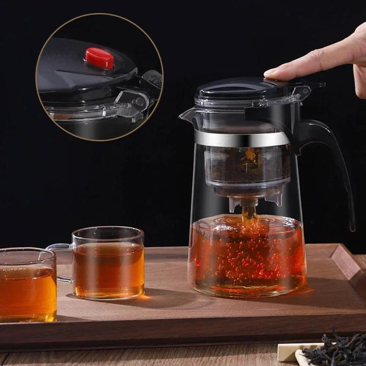 Tetera De Vidrio Resistente Al Calor Con Infusor Para Té Florido Y Café Herramienta De Oficina Tetera Tejera Conveniente