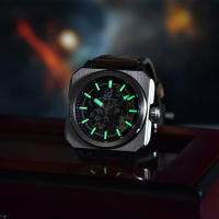 Reloj Mecánico Automático Pagani Design 2024 38mm Dial Luminoso Cuadrado 50m Impermeable Tourbillon Para Hombres Con Correa De Cuero Y Cristal De Zafiro - details 4