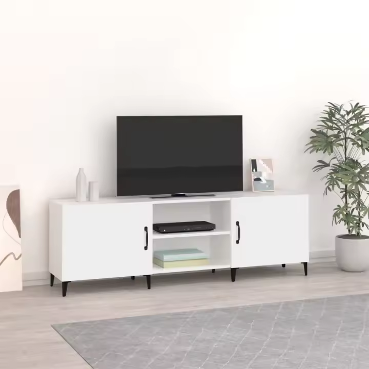 vidaXL Mueble para TV madera de ingeniería blanco 150x30x50 cm - 1