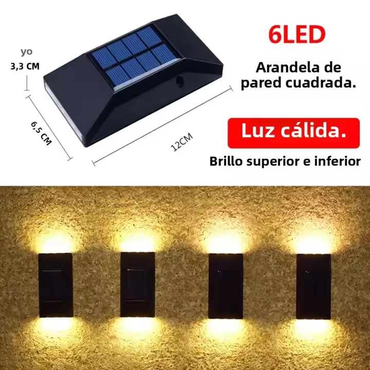 Lámpara De Pared Solar Exterior Impermeable Ilumina Arriba Y Abajo Decoración Para Jardín Casa Patio Luz Solar Autónoma Moderna IP65 - 1
