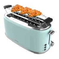 Toast&Taste 1600 Retro Double Blue Tostadora de acero con 2 ranuras anchas largas y con capacidad para 4 tostadas Cecotec - details 0