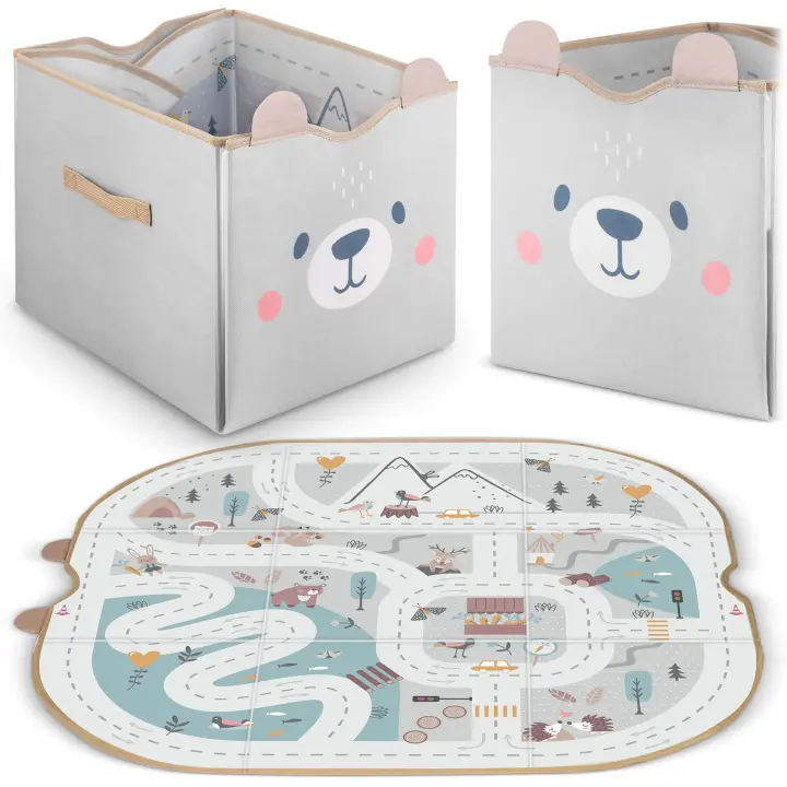 Caja de juguetes y tapete NK-408 Nukido - Gris - 1