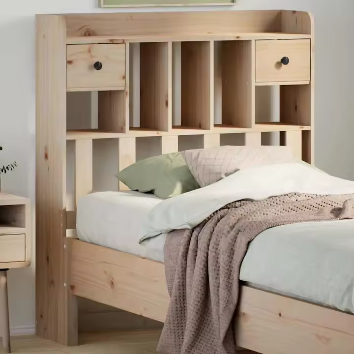 Cabecero de cama con almacenaje madera maciza de pino 100 cm - 1